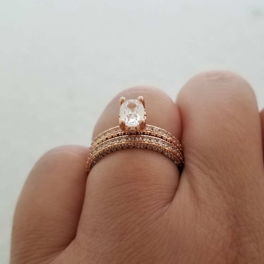 (2pcs) 1ct TW 18k Over Sterling Ring Set - Picture 8 of 8